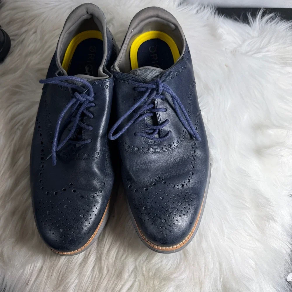 Cole Haan OriginalGrand Wingtip Oxford Navy Leather Shoes C32060 Mens 13W